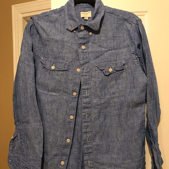 Club Monaco -Men’s Linen Blue Button Down Shirt- S - Picture 2 of 7
